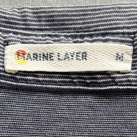 Marine Layer MENS Cotton Modal Navy White Stripe Polo Shirt Size M - Picture 6 of 9